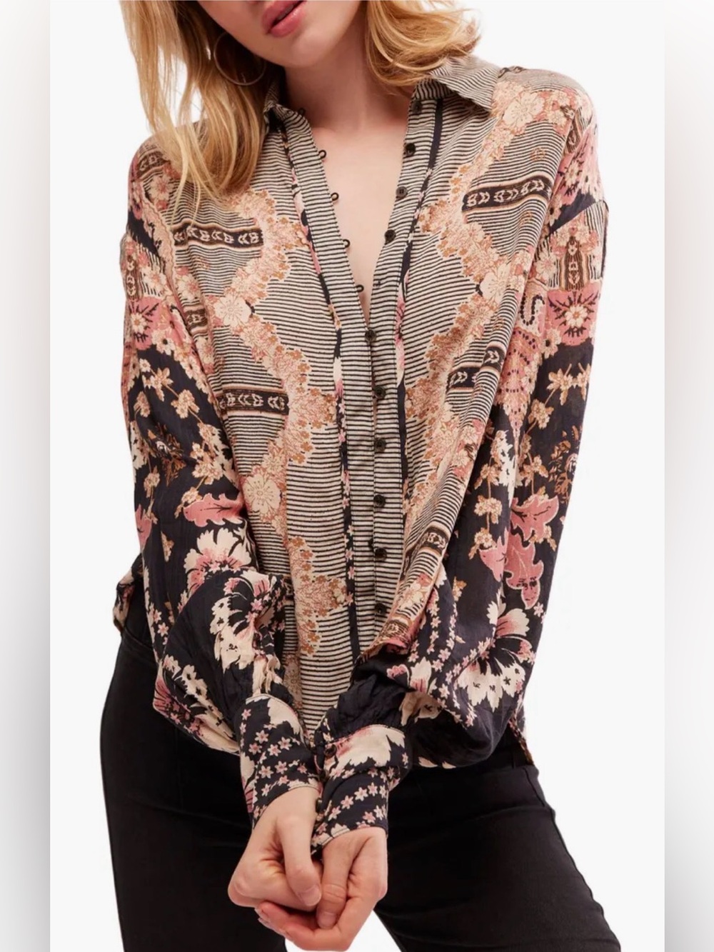 The Virgo Bay Button Front Shirt from Free People, size M
